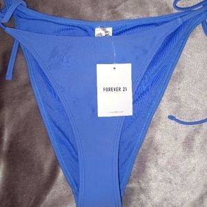 NWT Forever 21 XL High-Waisted Swimsuit Bottoms Blue Womens